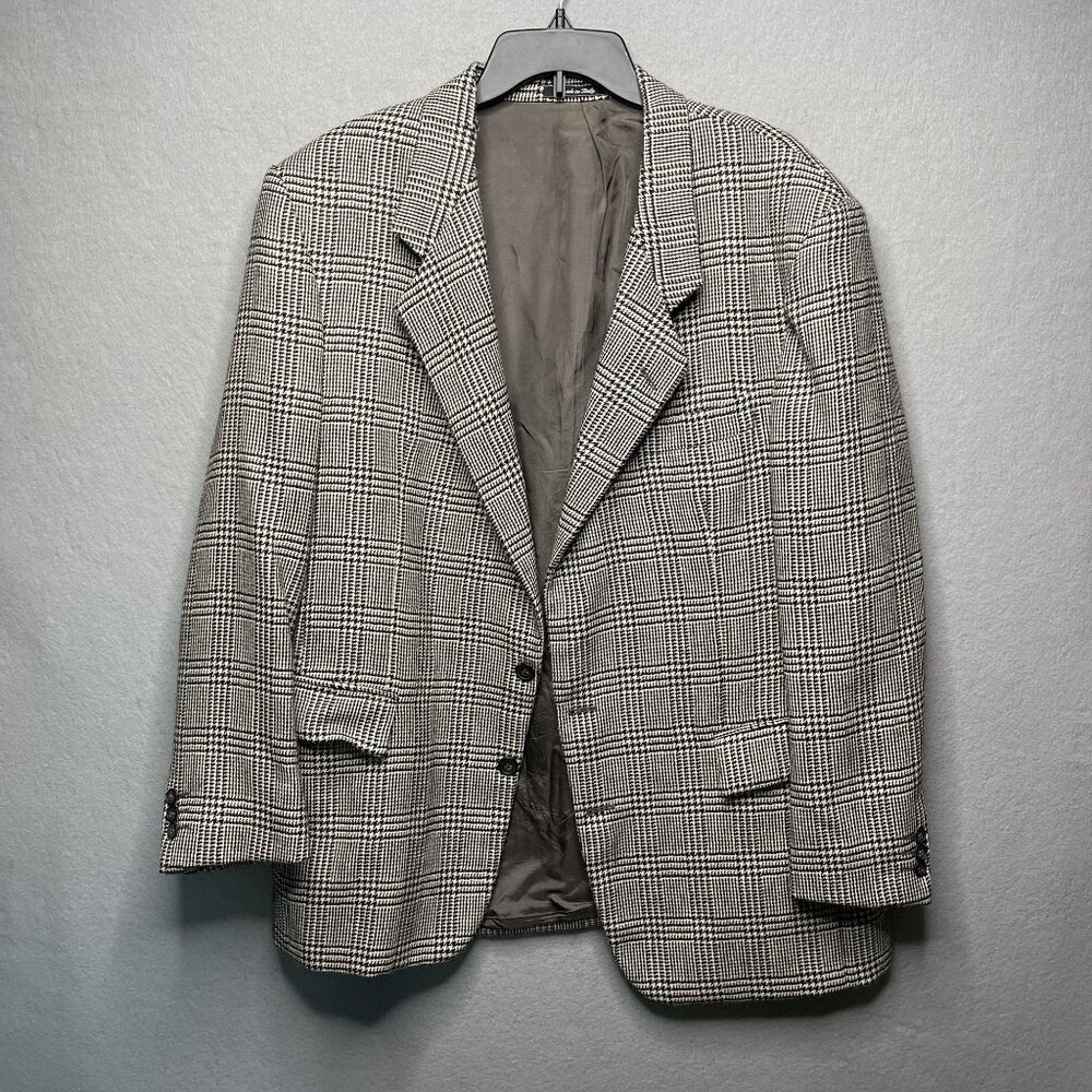 Vito Rufolo Vintage Alpaca Houndstooth Plaid Blazer Jacket Men's 44 Italian Made
